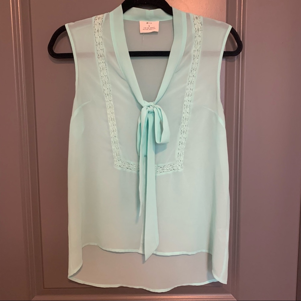 Sheer teal tank top size small by Pin & Needles